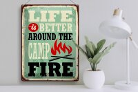 Blechschild Retro 30x40cm Camping campfire life is better