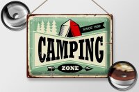 Blechschild Retro 40x30cm Camping Zone Outdoor Abenteuer
