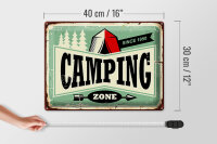 Blechschild Retro 40x30cm Camping Zone Outdoor Abenteuer
