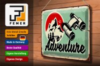 Blechschild Retro 40x30cm Adventure Abenteuer Outdoor
