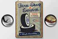 Blechschild Retro 30x40cm Tire Shop Service 24/7 new used