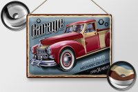 Blechschild Retro 40x30cm Auto Garage service parts open 24