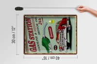 Blechschild Retro 30x40cm Gas Station gasoline motor oil 24