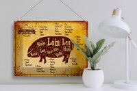 Blechschild Schwein 40x30cm Pork cuts organic Metzgerei