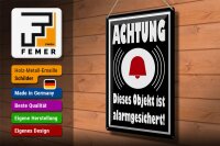 Blechschild Hinweis 30x40cm Achtung Objekt alarmgesichert