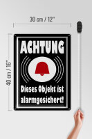 Blechschild Hinweis 30x40cm Achtung Objekt alarmgesichert