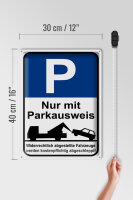 Blechschild Parken 30x40cm Parkplatzschild mit Parkausweis