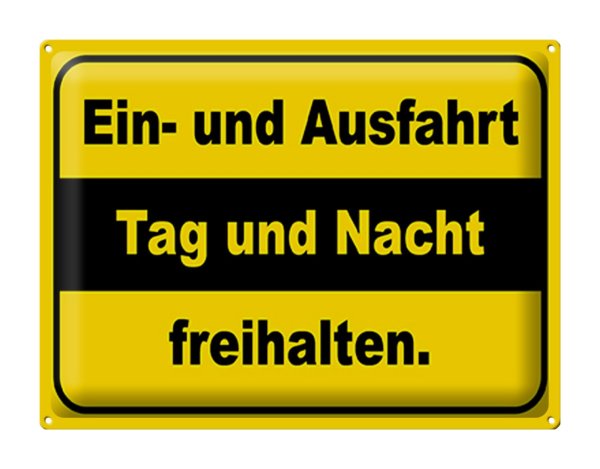 Blechschild Hinweis 40x30cm Ausfahrt Tag Nacht freihalten