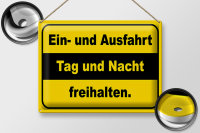 Blechschild Hinweis 40x30cm Ausfahrt Tag Nacht freihalten