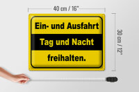 Blechschild Hinweis 40x30cm Ausfahrt Tag Nacht freihalten
