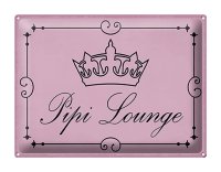 Blechschild Hinweis 40x30cm Pipi Lounge Toilette Krone rosa