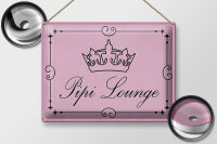 Blechschild Hinweis 40x30cm Pipi Lounge Toilette Krone rosa