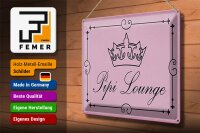 Blechschild Hinweis 40x30cm Pipi Lounge Toilette Krone rosa