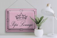 Blechschild Hinweis 40x30cm Pipi Lounge Toilette Krone rosa