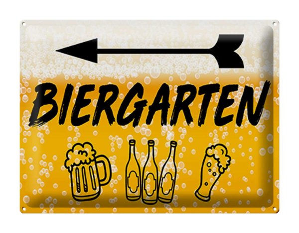 Blechschild 40x30cm Biergarten links Bier Schild