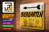 Blechschild 40x30cm Biergarten links Bier Schild