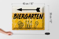 Blechschild 40x30cm Biergarten links Bier Schild
