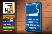 Blechschild Hinweis 30x40cm bitte keine Zigaretten