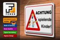 Blechschild Hinweis 40x30cm Achtung spielende Kinder