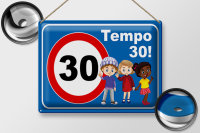 Blechschild Hinweis 40x30cm Tempo 30 Kinder