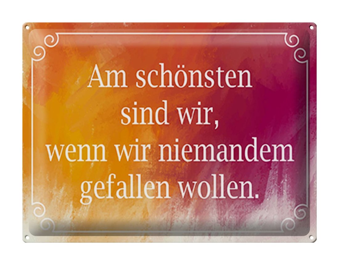 Am Schönsten Sind Wir Wenn Wir Niemanden Gefallen Wollen Blechschild Spruch 40x30cm am schönsten sind wir wenn wir - Femer Sch