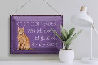 Blechschild Spruch 40x30cm bin total tierlieb oft für Katze