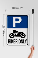 Blechschild Parken 30x40cm Biker only Motorrad
