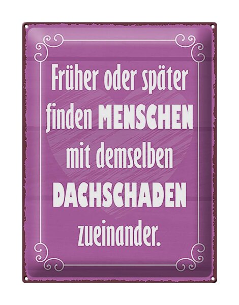 Blechschild Spruch 30x40cm Menschen demselben Dachschade