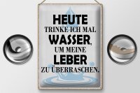 Blechschild Spruch 30x40cm heute trinke ich Wasser Leber