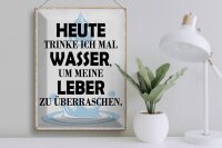 Blechschild Spruch 30x40cm heute trinke ich Wasser Leber