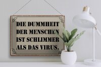 Blechschild Spruch 40x30cm Dummheit schlimmer als Virus