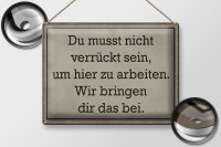Blechschild Spruch 40x30cm du musst nicht verrückt sein arbeiten