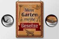 Blechschild Spruch 30x40cm mein Garten meine Gesetze
