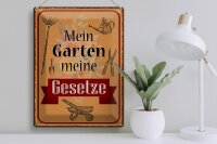 Blechschild Spruch 30x40cm mein Garten meine Gesetze