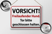 Blechschild Hinweis 40x30cm Vorsicht Freilaufender Hund