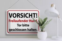 Blechschild Hinweis 40x30cm Vorsicht Freilaufender Hund