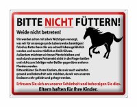 Blechschild Hinweis 40x30cm Bitte nicht füttern Pferde