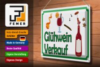 Blechschild Hinweis 40x30cm Glühwein Verkauf