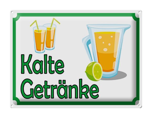 Blechschild Hinweis 40x30cm kalte Getränke Verkauf