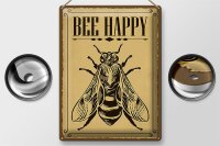 Blechschild Hinweis 30x40cm Bee happy  Biene Honig Imkerei