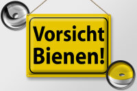 Blechschild Hinweis 40x30cm Vorsicht Bienen Honig Imker