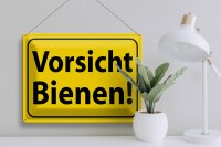 Blechschild Hinweis 40x30cm Vorsicht Bienen Honig Imker