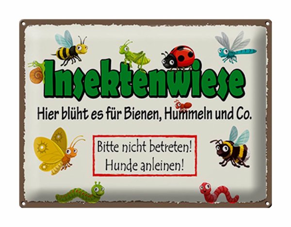 Blechschild Hinweis 40x30cm Insektenwiese Bienen Hummeln