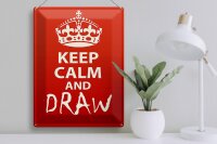 Blechschild Spruch 30x40cm Keep Calm and draw