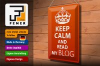 Blechschild Spruch 30x40cm Keep Calm and read my block