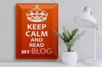 Blechschild Spruch 30x40cm Keep Calm and read my block