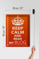 Blechschild Spruch 30x40cm Keep Calm and read my block