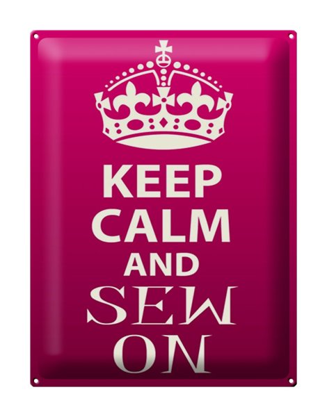 Blechschild Spruch 30x40cm Keep Calm and sew on