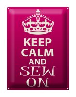 Blechschild Spruch 30x40cm Keep Calm and sew on