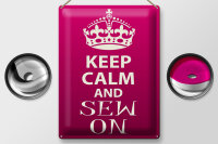Blechschild Spruch 30x40cm Keep Calm and sew on
